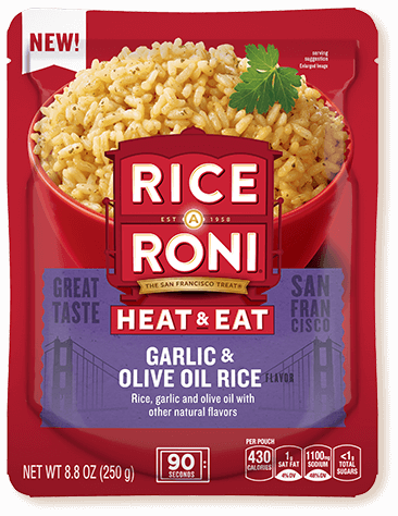 garlic and olive oil heat and eat rice a roni